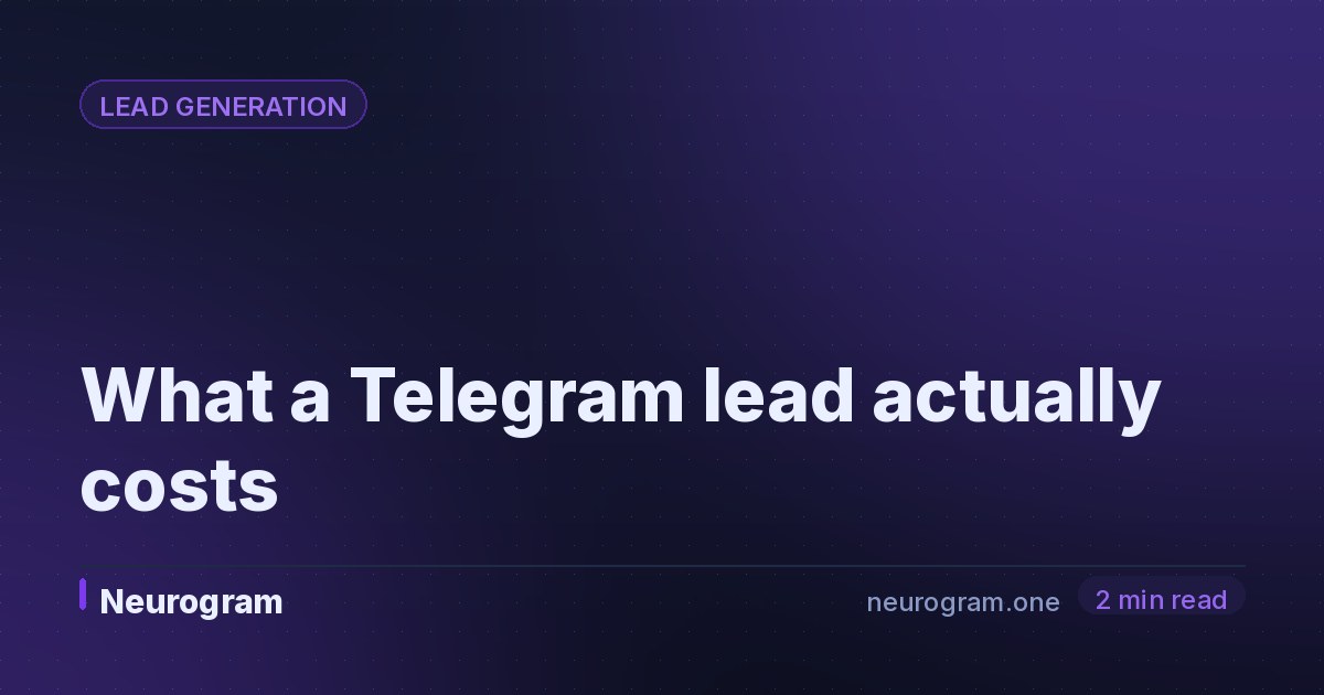 What a Telegram lead actually costs
