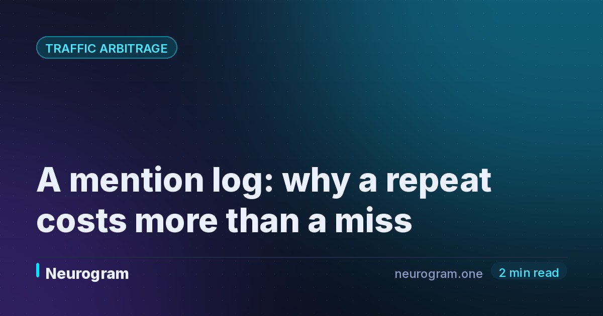 A mention log: why a repeat costs more than a miss