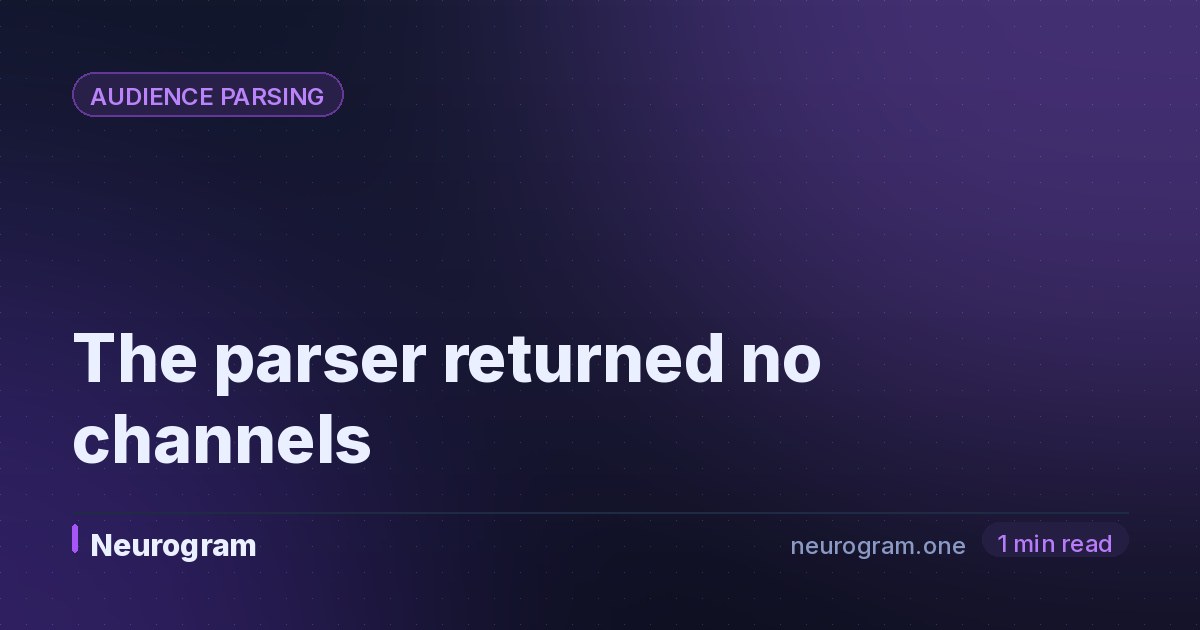 The parser returned no channels