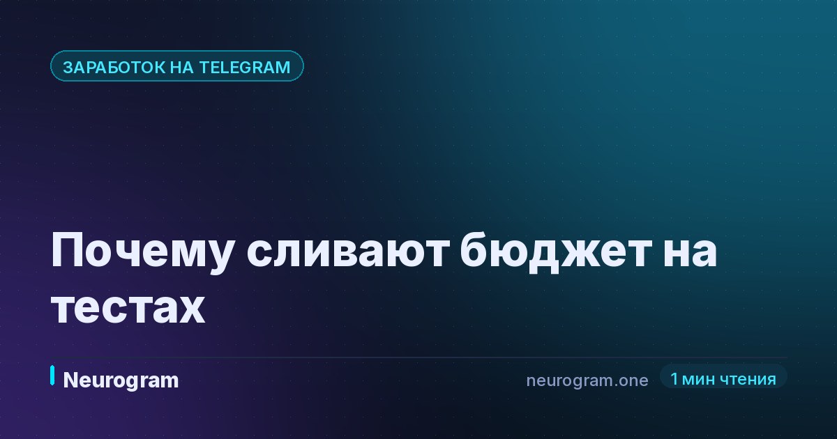 Почему сливают бюджет на тестах